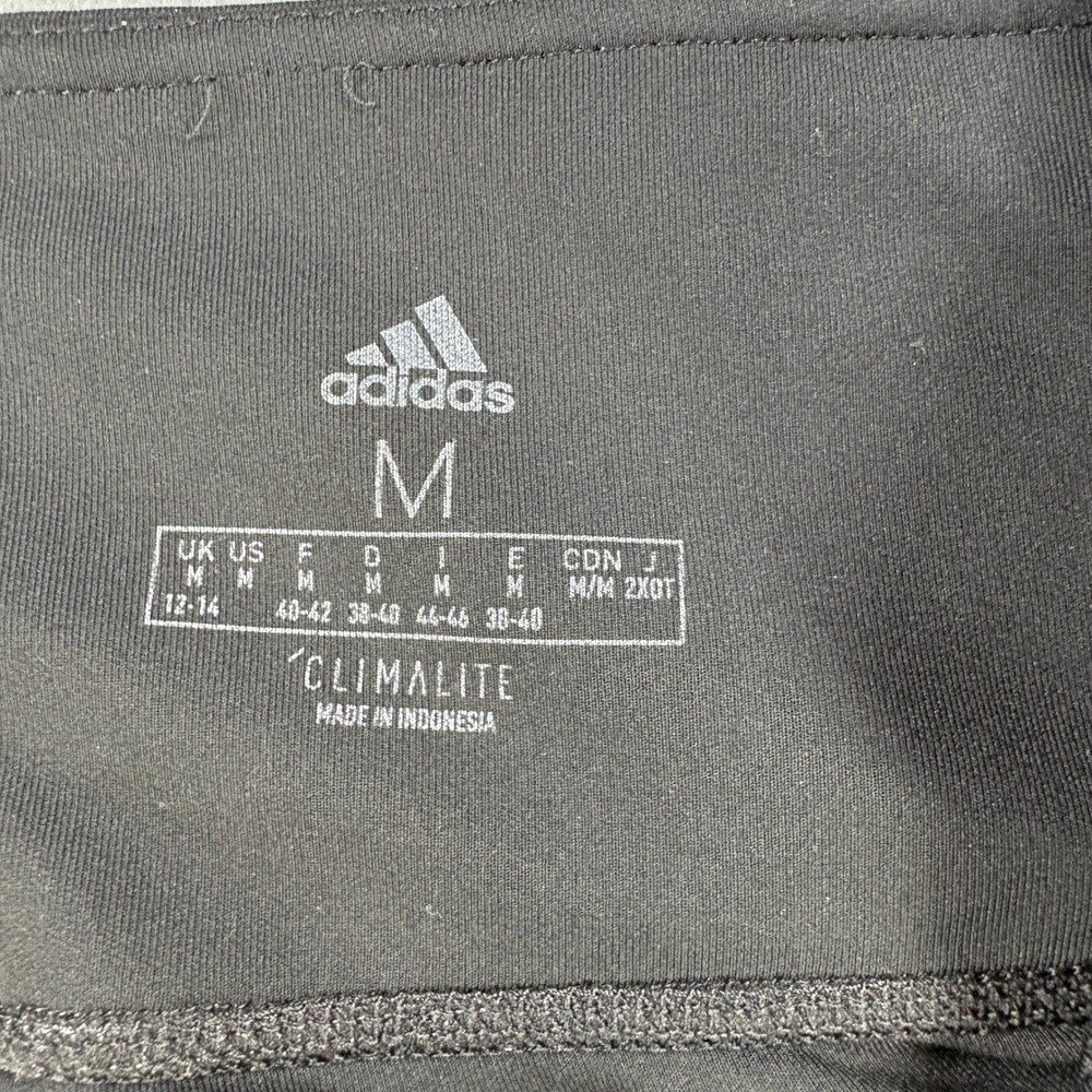 Adidas Climalite Leggings Womens Medium Black White 3-Stripe High Waist Tights - Picture 5 of 8